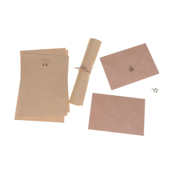 Vintage Christmas Greeting Letter Paper Set Gift Paper Envelope Set Party Stationery (Sticker Random Pattern)