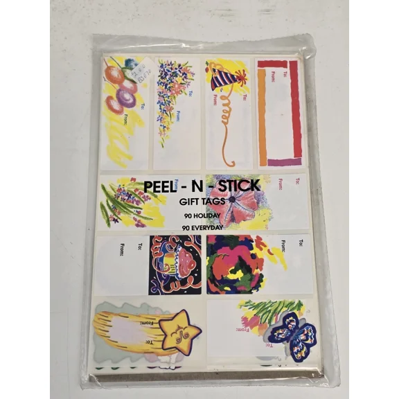 Vintage Christmas Holiday Peel-N-Stick Gift Tags Stickers 90 Holiday 90 Everyday
