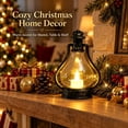 thumbnail image 1 of Vintage Christmas LED Lantern, Bronze Hurricane Lamp with Flickering Flameless Candle, Battery Operated Tabletop & Hanging Light for Indoor Christmas Holiday Decor, 1 of 7