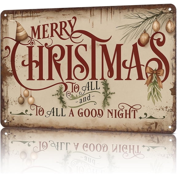 Vintage Christmas Metal Sign 8X12inch-Retro Tin Wall Art Decor for Home Bar Cafe Man Cave