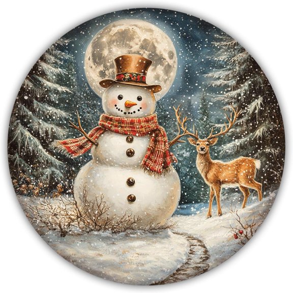 Vintage Christmas Metal Sign Barn Christmas Pine Tree Round Tin Sign Retro Winter Rustic Wall Decor for Porch Window Outdoor Famhouse Kitchen Bedroom 8×8 Inch