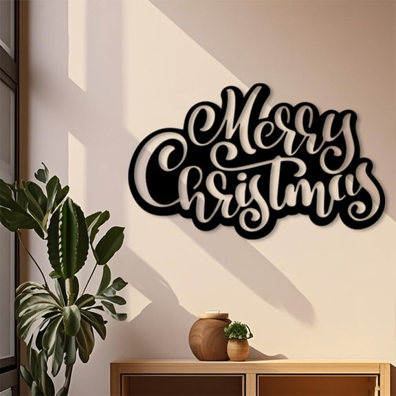 Vintage Christmas Metal Wall Art Waterproof Iron Sculpture Mural with Merry Christmas Text Suitable for Indoor and Outdoor Holiday Decorations Christmas Gift Christmas Decoration