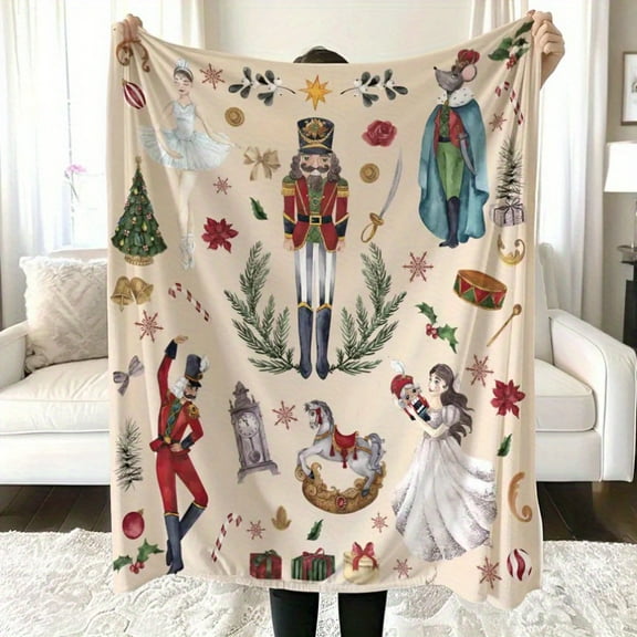 Vintage Christmas Nutcracker Blanket, Christmas Nutcracker Ballet Blanket, Bohemian Style Nutcracker Gift, Birthday Gift