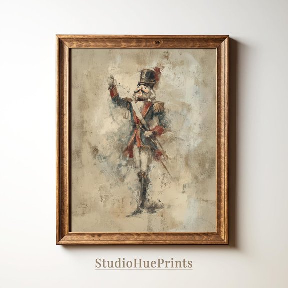 Vintage Christmas Nutcracker Print, Wall Art, Farmhouse Christmas Wall Art, Holiday Nutcracker, Rustic Christmas Decor #3884, Unframed Poster Size 24x36