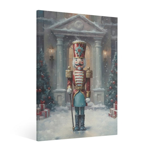 Vintage Christmas The Nutcracker Wall Art Paint Framed - Retro Xmas Festive Winter Holiday Christmas Wall Decor Canvas Print for Living Room Kitchen Bathroom Home Bedroom Decor