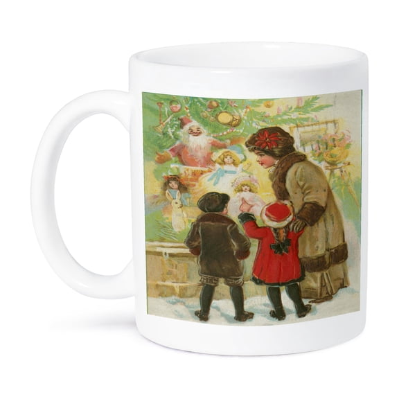 3dRose, Vintage Christmas Old Fashioned Holiday Shopping , 11oz Mug