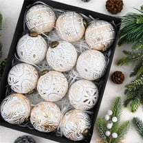 Vintage Christmas Ornaments 12PCS 3.15 Inch Rustic Christmas Ball Ornaments Shatterproof Xmas Tree Decorations for Indoor Outdoor Holiday Home Decor Farmhouse Style Traditional Holiday Decorating