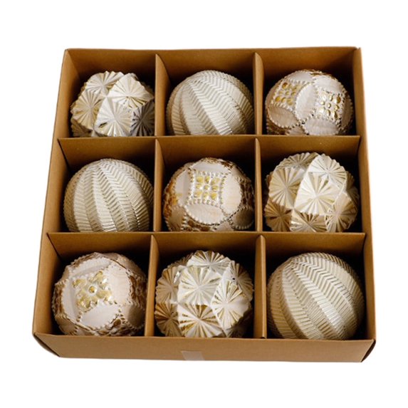 Vintage Christmas Ornaments Ball Set, 9 PCS Shatterproof Antique Traditional Christmas Tree Ornaments Farmhouse Hanging Decoration for Home Indoor Xmas Holiday Decor (Gold)