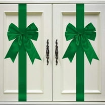 Vintage Christmas Ornaments New Christmas Cabinet Door Bows and Ribbons Large Red Christmas Door Cabinet Bows for Gifts Xmas Cabinets Furniture Kitchen Party Decorations, Green