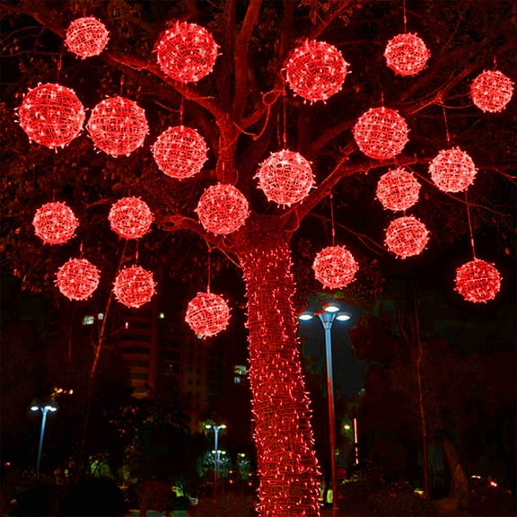Vintage Christmas Ornaments New Solar Powered Hanging Tree Lights Ball Lights Outdoor Watertight Decoration Garden Gardening Lights Christmas Day Yard Beautification, F