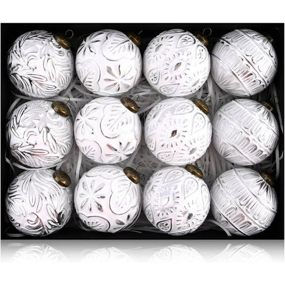 Vintage Christmas Ornaments for Tree Decorations - Rustic Copper Christmas Ball Ornaments Bronze for Indoor Holiday Xmas Decor - 80mm 3.15inch, Pack of 12