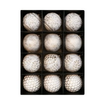 Vintage Christmas Ornaments White Antique Ball Set for Tree Decoration 12 Pieces 8cm Hanging Ornaments Boxed