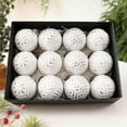 thumbnail image 1 of Vintage Christmas Ornaments for Tree Decorations - Rustic Christmas Ball Ornaments Silver White for Indoor Holiday Xmas Decor - 3.15inch, Pack of 12, 1 of 9