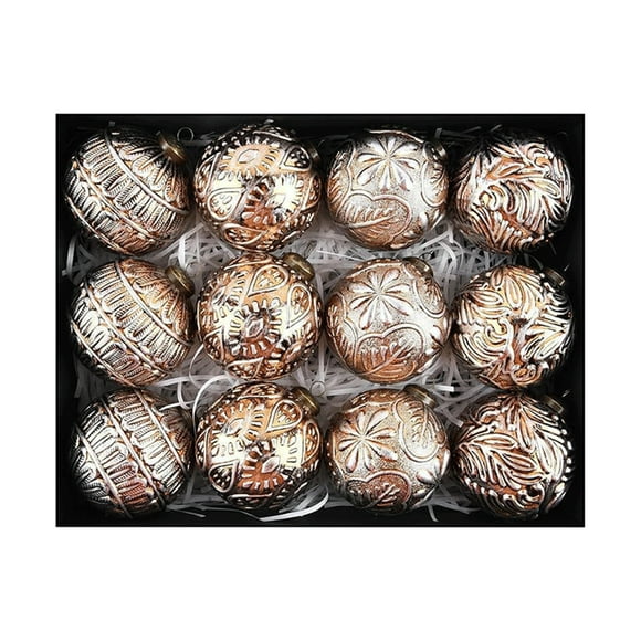 Vintage Christmas Ornaments for Tree Decorations - Rustic Copper Christmas Ball Ornaments Bronze for Indoor Holiday Xmas Decor, Silver