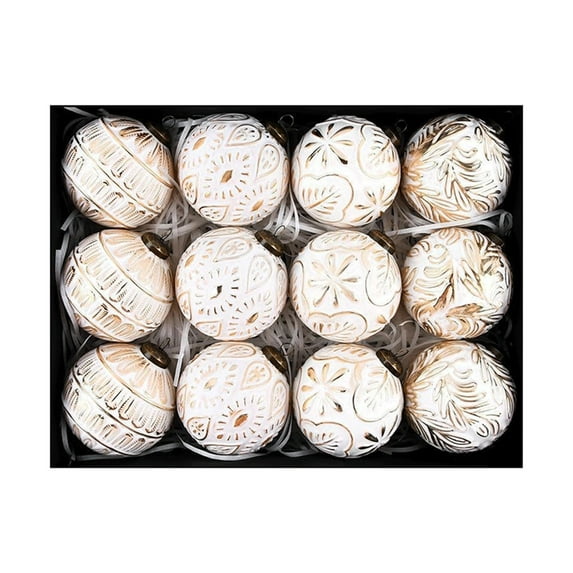 Vintage Christmas Ornaments for Tree Decorations - Rustic Copper Christmas Ball Ornaments Bronze for Indoor Holiday Xmas Decor, White