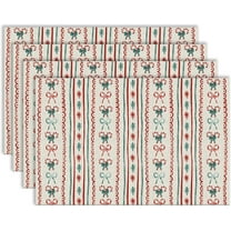 Vintage Christmas Placemats, Red and Green Christmas Placemats, Christmas Xmas Table Mats Washable Placemat for Kitchen Dining Room Winter Holiday Party Decoration 12x18 Inch
