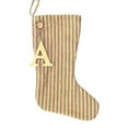 thumbnail image 1 of Vintage Christmas Red & Green Stripe Quilted Christmas Stocking With Personalized Letter Charm, 1 of 7