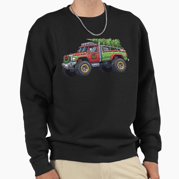 Vintage Christmas Red Truck Unisex Sweatshirt Retro Farmhouse Holiday Graphic Style G6610, Up to Size 5XL