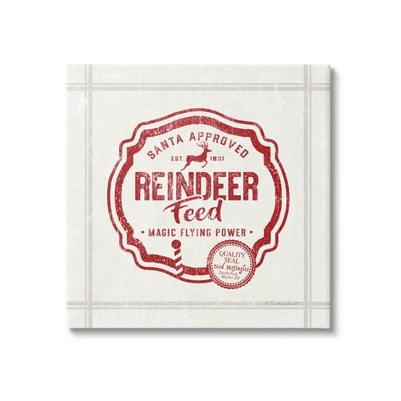 Vintage Christmas Reindeer Feed Holiday Graphic Art Gallery Wrapped Canvas Print Wall Art