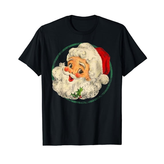 Vintage Christmas Santa Claus Face Old Fashioned T-Shirt