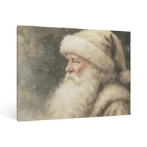 Vintage Christmas Santa Claus Wall Art Paint Framed - Retro Xmas Festive Winter Holiday Christmas Wall Decor Canvas Print for Living Room Kitchen Bathroom Home Bedroom Decor