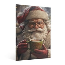 Vintage Christmas Santa Claus Wall Art Paint Framed - Retro Xmas Festive Winter Holiday Christmas Wall Decor Canvas Print for Living Room Kitchen Bathroom Home Bedroom Decor