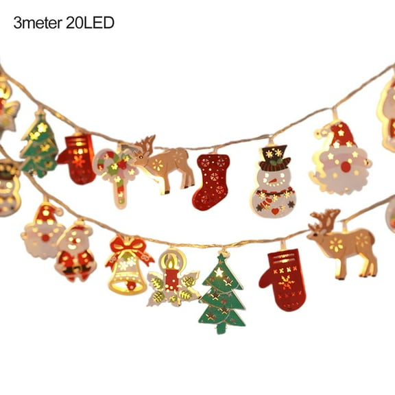 Vintage Christmas Santa String Light,Iron Christmas Fairy String Lights for Xmas Tree,Battery Powered Xmas Indoor Strings Lights with Cute Ornaments for Porch Balcony Office Decor