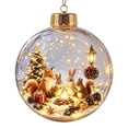 thumbnail image 1 of Vintage Christmas Scene Printed Ball Ornament, Winter Train Santa Cabin Wildlife Round Bauble, Hanging Decoration for Christmas Tree Holiday Home Mantel Display,Z006, 1 of 8