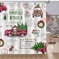thumbnail image 1 of Vintage Christmas Shower Curtain Red Truck with Christmas Tree Wreath Classical Decorative Bath Curtain 72 x 72 Inch Polyester Fabric Waterproof Bathroom Curtain with 12 Hooks, 1 of 6