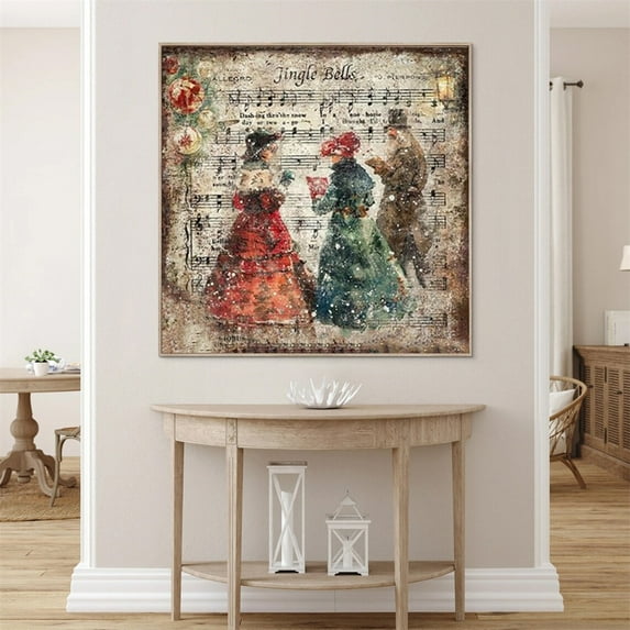 Vintage Christmas Sign Print Poster Rustic Caro-lers Wall Art Canvas Artwork Home Farmhouse Kitchen Cottage Decoration No Frame