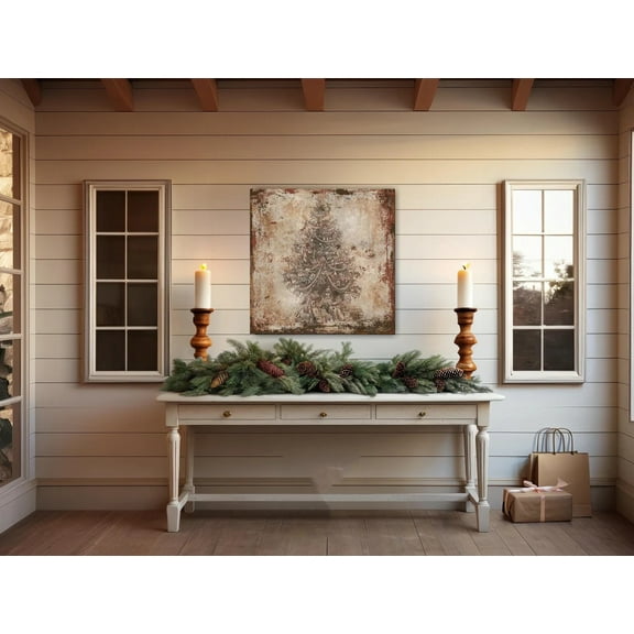 Vintage Christmas Sign Print Poster Vintage Christmas Tree Wall Art Canvas Artwork Decor Prints Painting Art Prints Picture Country Rustic Living Rooma Mantel Decoration No Frame