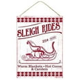 thumbnail image 1 of Vintage Christmas Sleigh Rides Sign - 15.75" x 11.75", Red & White, Wreath, 1 of 1