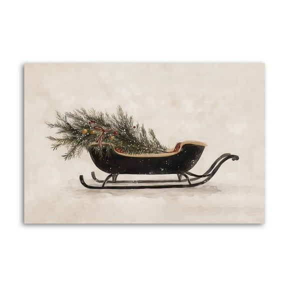 Vintage Christmas Sleigh Rustic Poster Cool Artworks Painting Wall Art Canvas Prints Hanging Picture Home Decor Posters Gift 12x18inch(30x45cm)