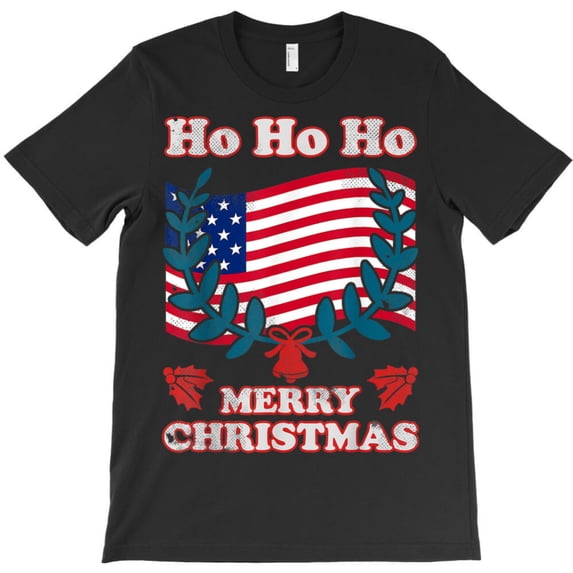 Vintage Christmas St. Nick US Flag Funny Xmas USA American Mistletoe Graphic T-Shirt G7328, Up to 5XL