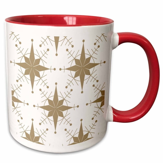 Vintage Christmas Stars 15oz Two-Tone Red Mug mug-29069-10