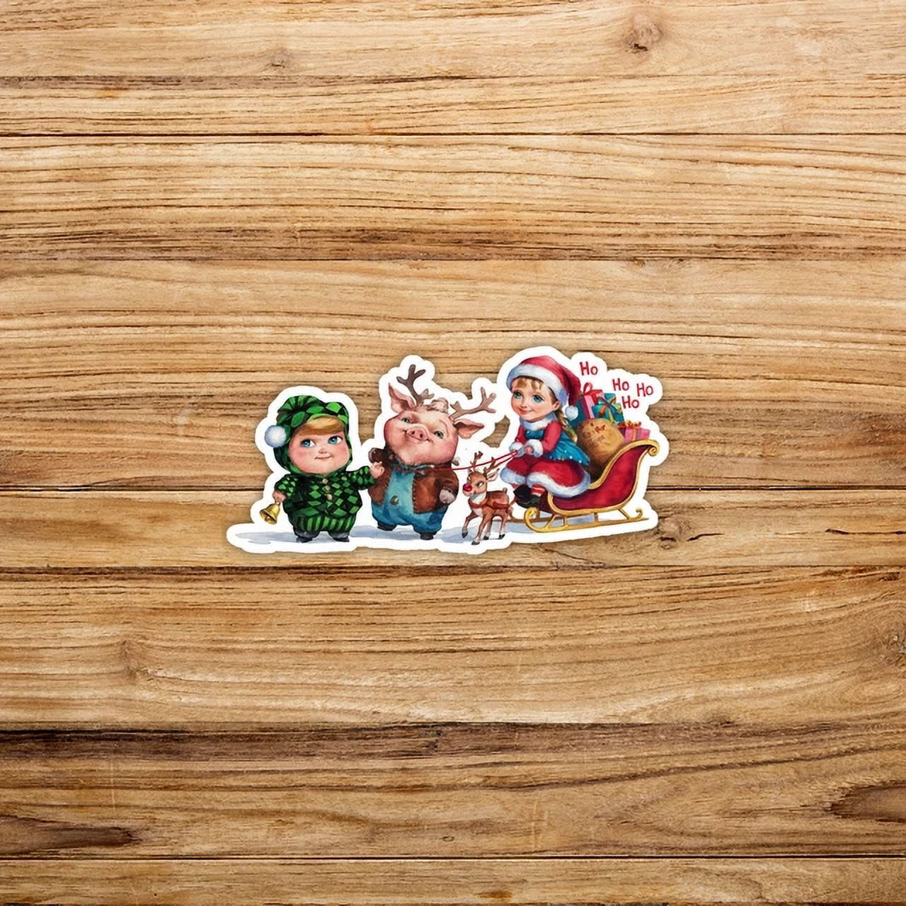 Kid Santa Sticker Vintage Christmas Sticker - Adorable Retro Santa & Friends Holiday ...