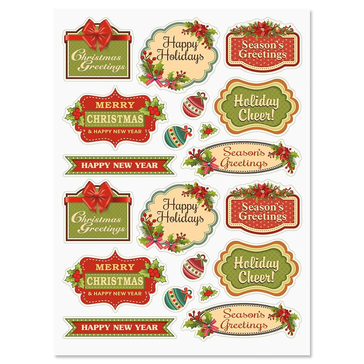 Vintage Christmas Florals - 2 sheets (44 stickers total) 