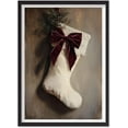 thumbnail image 1 of Vintage Christmas Stocking Print, Rustic Christmas Printable Wall Art, Burgundy Holiday Decor, Festive Victorian Stocking Art, 1 of 7