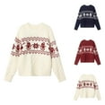 thumbnail image 1 of Vintage Christmas Sweaters for Women 2025 Long Sleeve Crewneck Loose Jacquard Cable Knit Pullover Sweater Jumper Tops, 1 of 4
