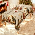 thumbnail image 1 of Vintage Christmas Tablecloth - Nativity Scene & Tree Pattern in Traditional Red/Green,Polyester for Family Dining & Restaurant Parties (55"× 87“), 1 of 5