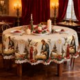 thumbnail image 1 of Vintage Christmas Tablecloth - Nativity Scene & Tree Pattern in Traditional Red/Green,Polyester for Family Dining & Restaurant Parties (55"× 87“), 1 of 7