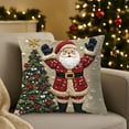 thumbnail image 1 of Vintage Christmas Throw Pillow Covers 17.7x17.7in , Soft Comfy Xmas Santa Claus Trees Pillow Cases, Aesthetic Snowman Reindeer 3D Decor for Couch Sofa Living Room Bed, 1 of 6