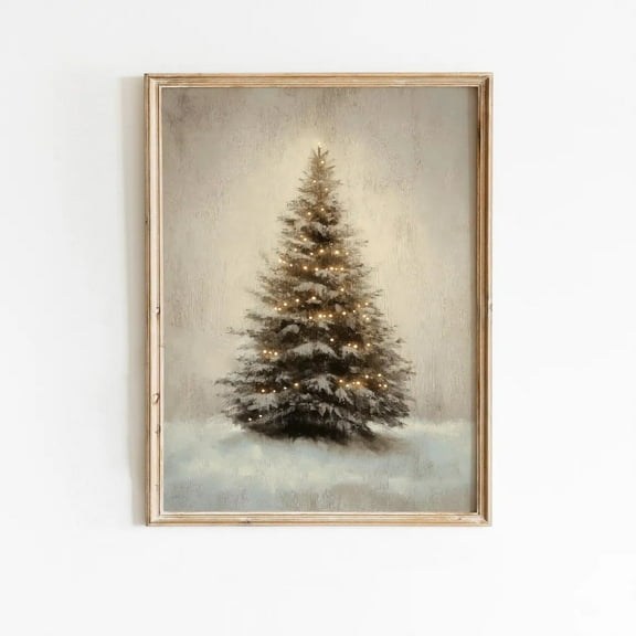 Vintage Christmas Tree Canvas Poster Print Wall Art Painting For Christmas Dorm Room Living Room Home Decor Unframed