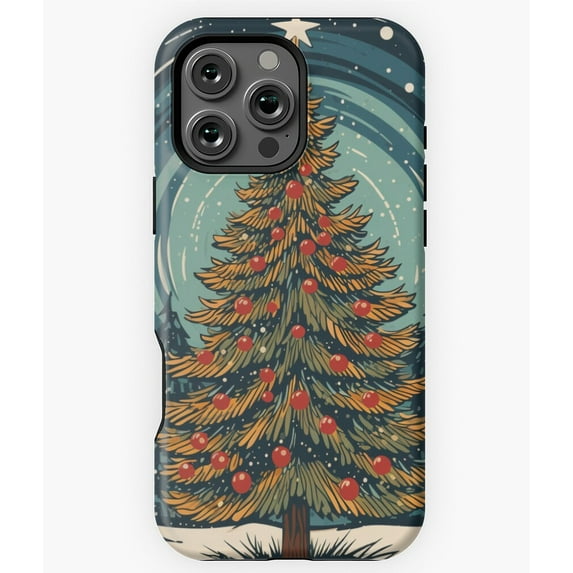 Vintage Christmas Tree Holiday Decor Phone Case for iPhone 16 15 14 13 12 11 Pro Max Minimalist Phone