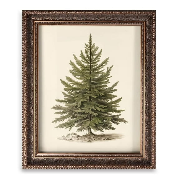 Vintage Christmas Tree, Pine Tree Vintage Print, Holiday Decor, Rustic Winter Tree Print, Botanical Winter Art, Christmas Tree Wall Decor (8x10 inch Print Unframed)