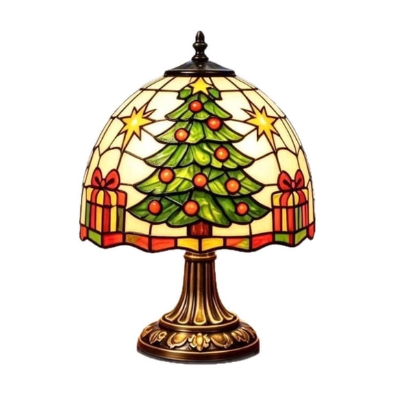 Vintage Christmas Tree Table Lamp, Warm LED Resin 9.8 x 5.9 Inch, Christmas Decorations Indoor Decor for Bedroom Living Room Office