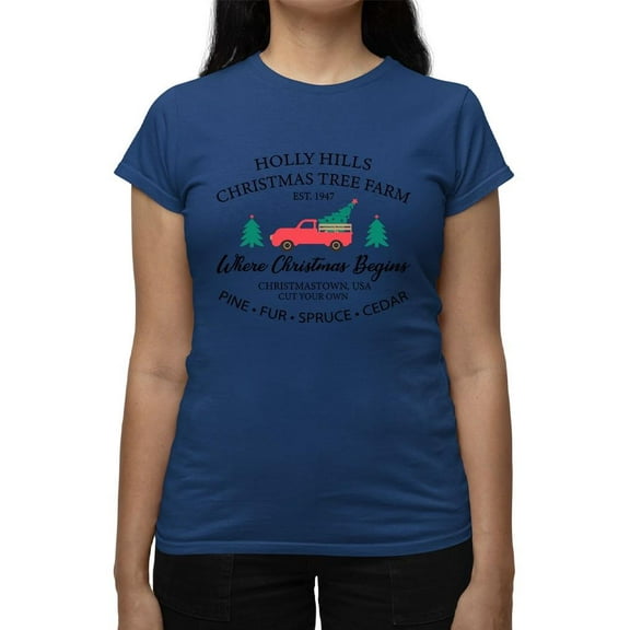 Vintage Christmas Tree Truck Tee T-shirt Women's