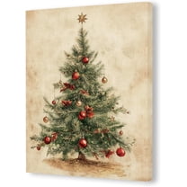 Vintage Christmas Tree Wall Art Canvas Prints Merry Christmas Wall Decor Framed Canvas Neutral Rustic Winter Wall Art Painting Artwork for Home Bedroom Living Room Decor 12×16 Inch