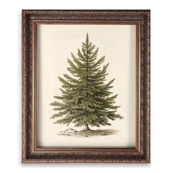Vintage Christmas Tree Wall Art Print, Pine Tree Holiday Decor, Rustic Botanical Winter Art, Christmas Tree Wall Decor (8x10 inch Unframed)