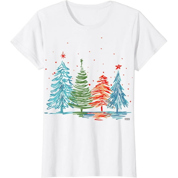 Vintage Christmas Trees, Hand Drawing Christmas Trees T-Shirt